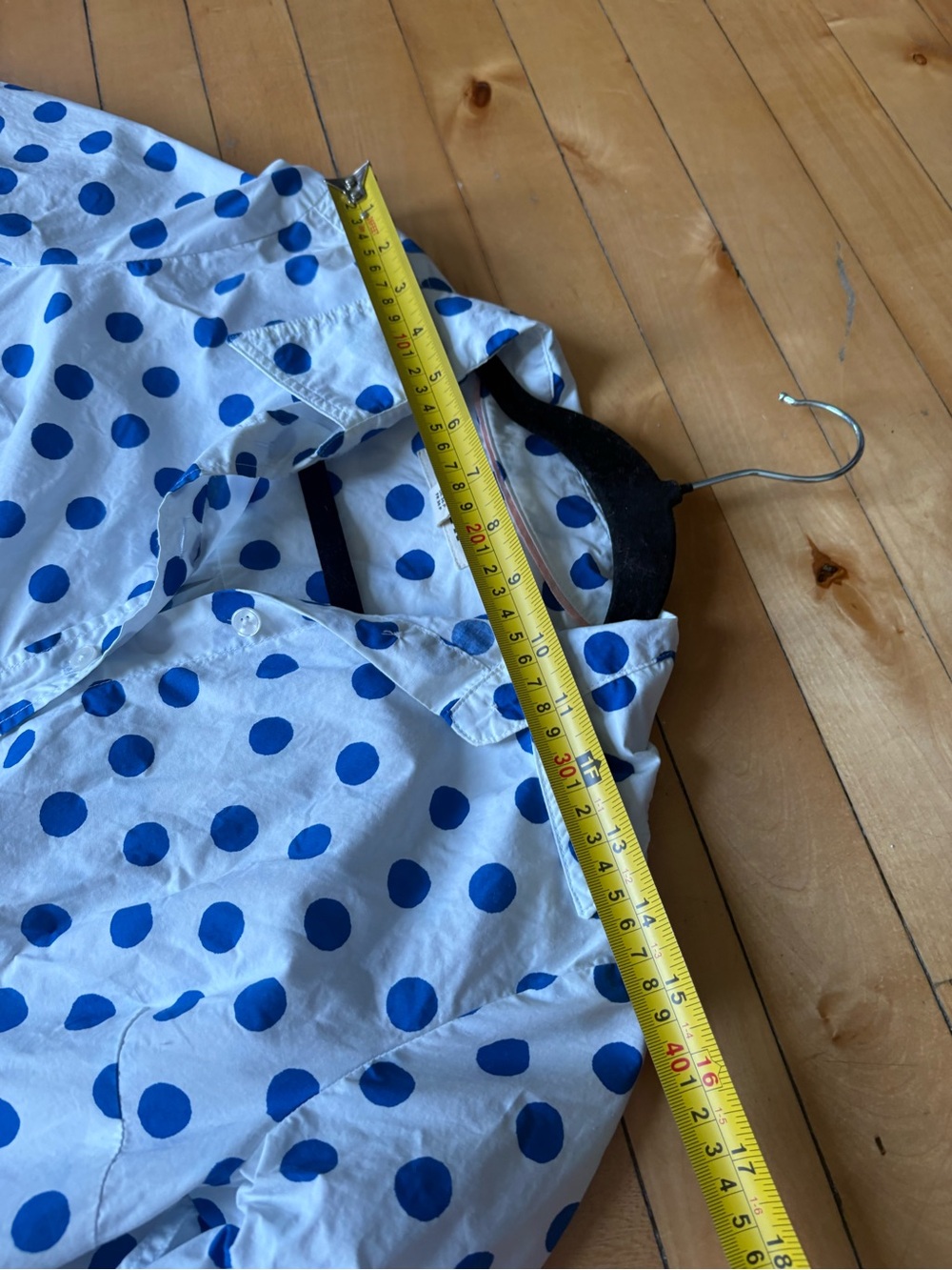 Boden Sz 6 Petite Sienna Cotton White Blue Polk Dots Button Front Shirt - Picture 9 of 9